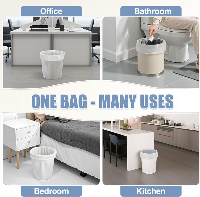 Small Trash Bags 4 Gallon - 100 Count 4 Gallon Trash Bag, Unscented Small Garbage Bags Bathroom Trash Bags, White 4 Gal Trash Can Liners