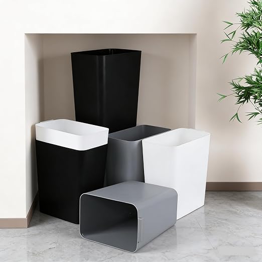 Zopnny 3-Pack 4.5 Gallon Slim Plastic Trash Can, Trash Waste Grabage Can | Small Rectangular Commercial Office Recycling Bin, Space-Saving Wastebasket for Bathroom, Bedroom, Kitchen, White