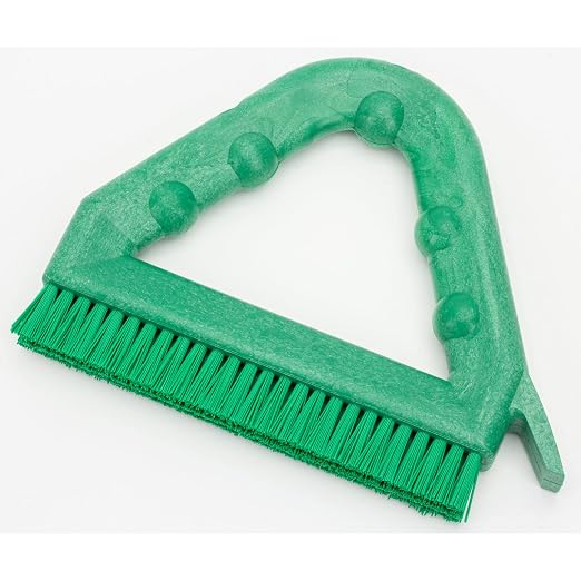 SPARTA Plastic Commercial Grout Brush, Triangle-Shaped Scrub Brush with Scraper and Two Threaded Holes for Attaching Handle (Sold Separately), 9 x 7 x 7 Inches, Green, (Pack of 4)