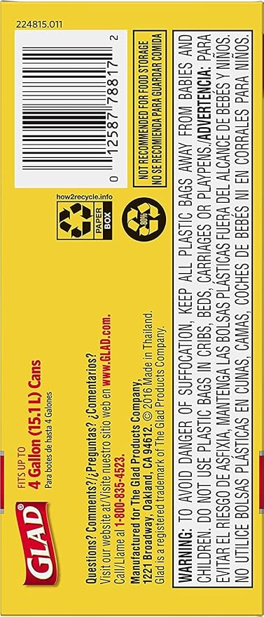 Glad Garbage Small, White, 4 gallons, 30 Count (Pack of 2)