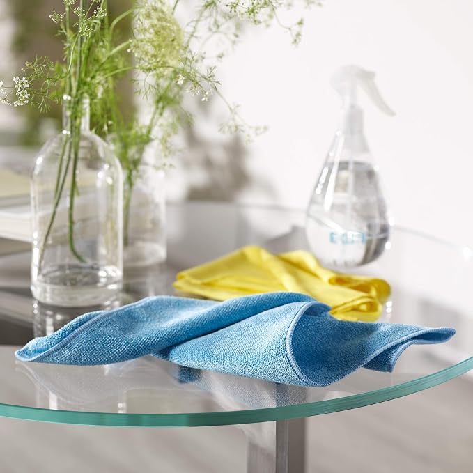 E-Cloth General Purpose Cleaning Cloth Kit, Reusable Cleaning Towel, 8 Pack | Cleaning Cloths for House, Versatile Use for Glasses, Windows, Mirrors, Cars, Cameras, Cleans with Water, Alaskan Blue