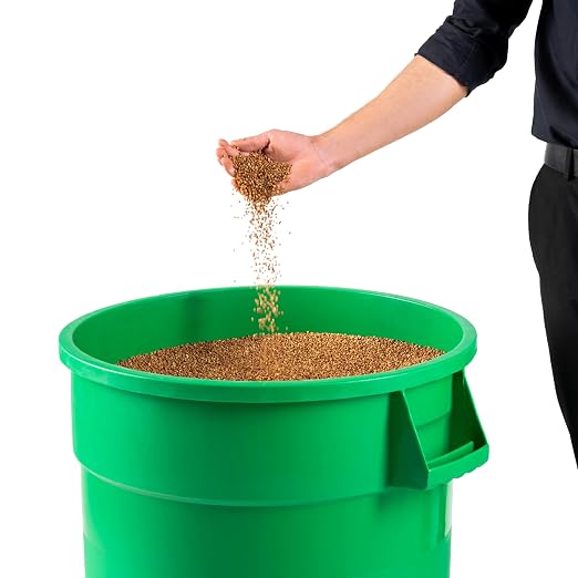 PRO&Family 32 Gallon Green Round Commercial Trash Can/Ingredient Bin Recycling Bin Kitchen Garbage Can Office Garbage Can Trash Barrel Plastic Barrel Yard Waste Bin Outdoor Trashcan