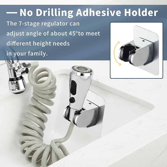 CECEFIN Kitchen Sink Sprayer Hose Attachment for Faucet, 79" Recoil Hose | Kitchen Faucet Head Replacement, Pressurized Water Saving Aerator &Diverter Valve, Bathroom/Utility Faucet Sprayer Attachment