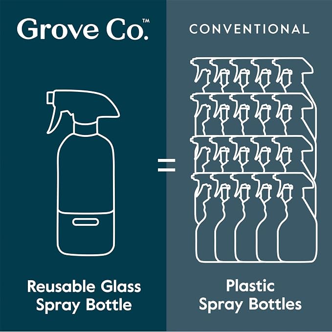 Grove Co. Refillable Glass Spray Bottle, 16 oz, Pristine Purple | Reusable; Custom Labels; Compatible with Grove Co. Cleaning Concentrates; No Plastic Waste; Leak-Proof; Adjustable Nozzle