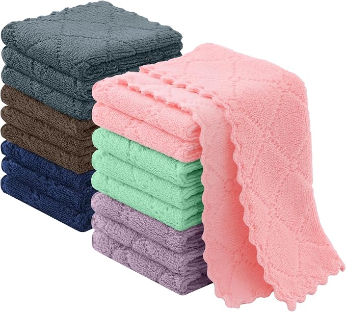 Homaxy Super Soft Absorbent 18 Pack Coral Velvet Dish Cloths, 7" x 9" | Fast Drying, Nonstick Oil, No Lint, Multi-Purpose, Microfiber Cleaning Cloth, Machine wash