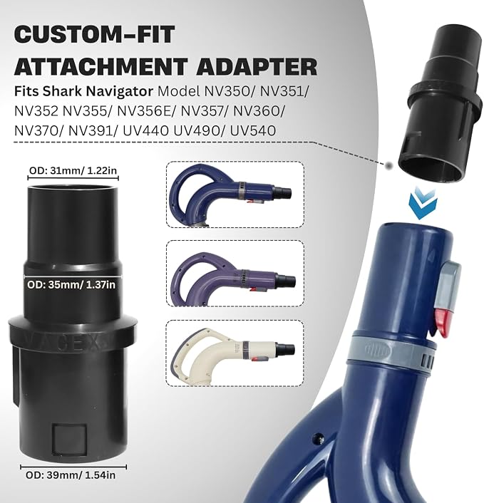For Shark Vacuum Dust Brush with Adapter Kit – Compatible with Shark Navigator Rotator NV360 NV351 NV350, NV500 NV501 HV300 HV301 HV371 HV372 – Vacuum Attachments & Accessories