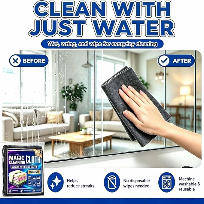 Yicengy 5 Pack Genie Magic Cleaning Cloth, XXL Microfiber Streak Free Magic Cloth, Reusable Lint Free Cleaning Towels for Glass, Stainless Steel, Washable Household Rags, Screens, Cars (Green)