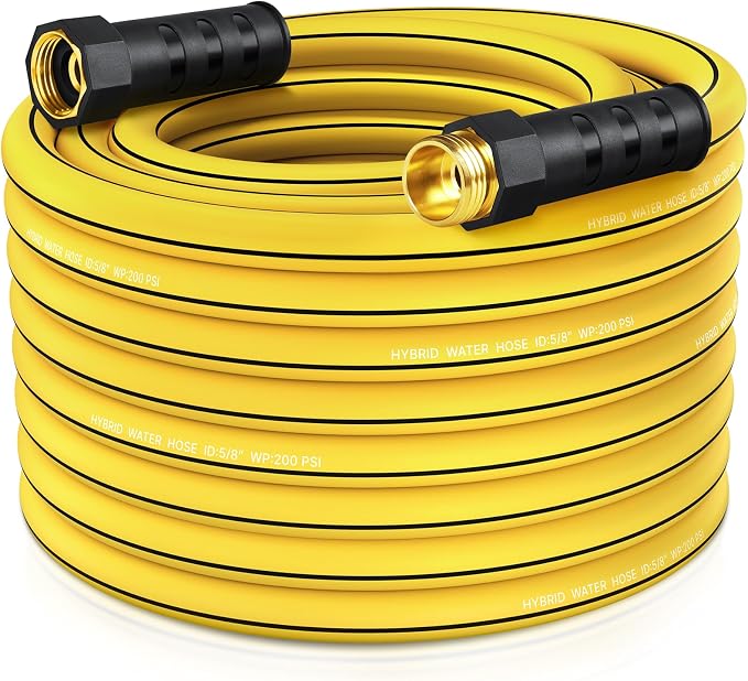 Heavy Duty Garden Hose 75ft, NON-EXPANDABLE Flexible Water Hose, Kink Resistant Lightweight Hybrid Hose, Leakproof Hose Male to Female Fittings