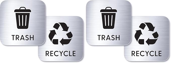 Large 6x6in Trash & Recycling Bin Labels – Magnetic and Adhesive Waste Sorting Signs – Clear Icons for Home, Office, Kitchen, School (Pack of 2)