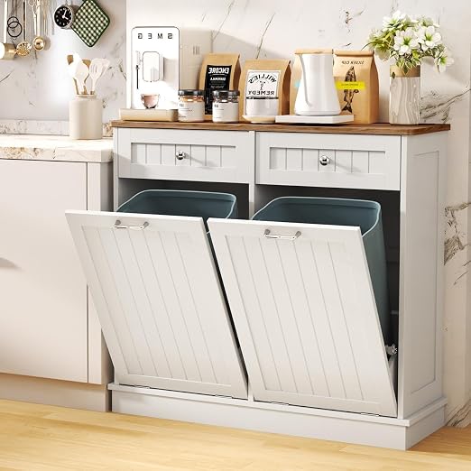 LOUVIXA Trash Can Storage Cabinet, Hidden Trash Can Holder
