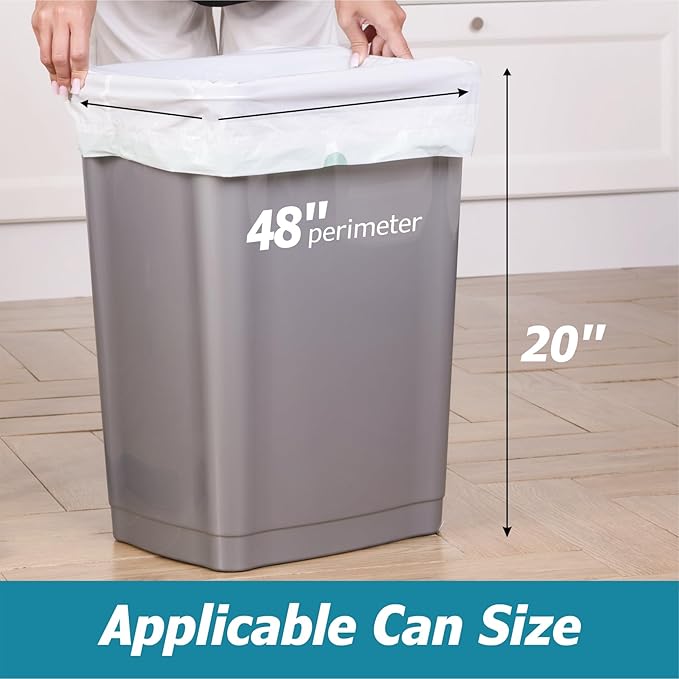 8 Gallon Drawstring Garbage Bags 0.8 Mil Ultra Strong Medium Kitchen Trash Bags Medium Plastic Bags - Individual, Unscented, White, 23"x27", 50 Count