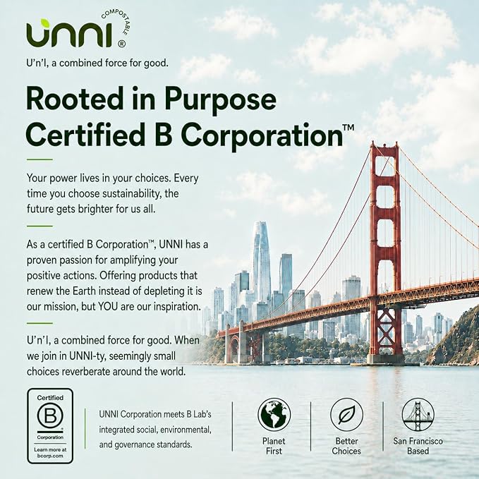UNNI 20-23 Gallon Compostable Bags, 30 Count, 87 Liter, Extra Thick 1.0 Mil | Large Compost Bags for Commercial Kitchens & Food-Service Scrap Bins, BPI, CMA & OK compost HOME Certified, Meets ASTM D6400