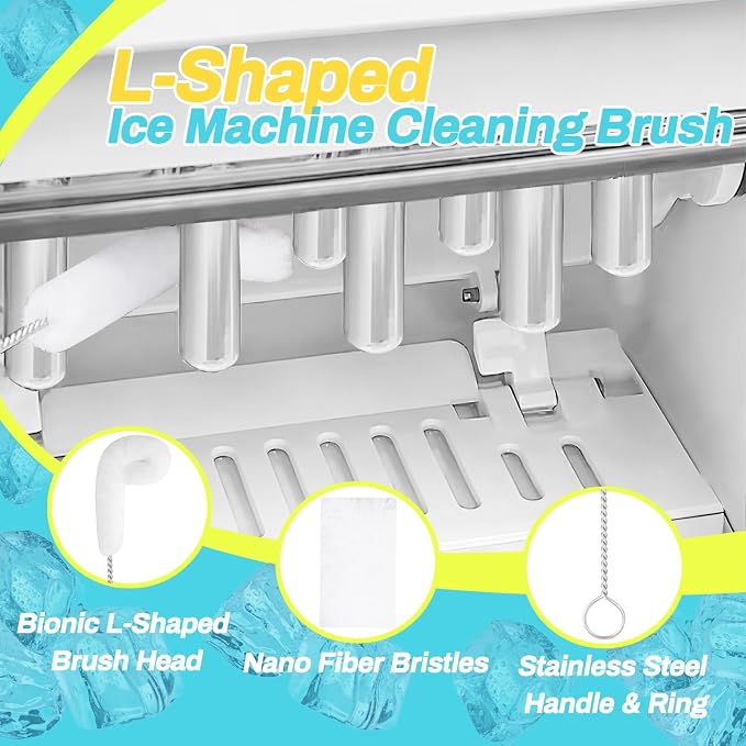Potanro Ice Machine Cleaner Brush Sets,14Pcs Ice Maker Cleaner Tools | Gap Crevice Cleaning Brushes Tools Small Spaces, Scrub Sponge, Thin Brush for Countertop,Cleaning Window Track, Straw, Bottle