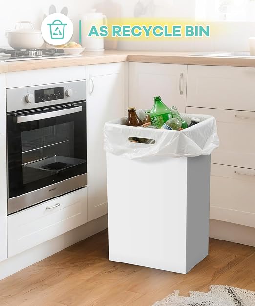 4 Pack 13 Gallon Disposable Trash Cans,13.5" L x 10.0" W x 21.7" H, White | With Handle, Large, Collapsible, Thick Recycled Cardboard, Recycling Bins for Parties Events Camping