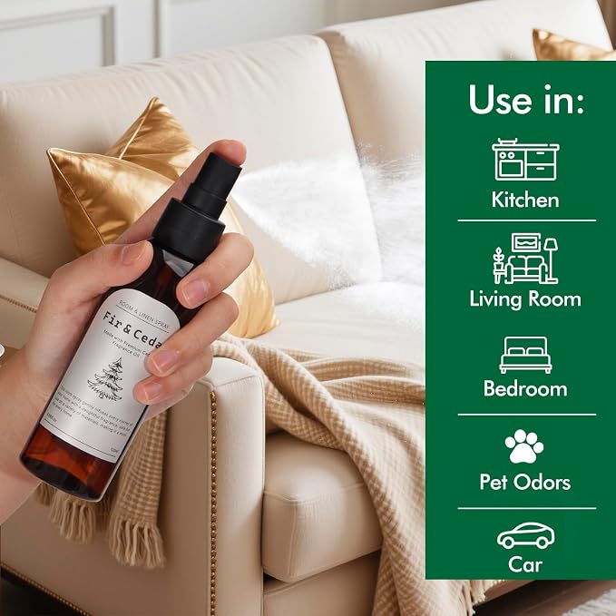 Fir & Cedar Room Spray, Concentrated Room Spray for Home Fragrance, Long Lasting Air Fresheners for Home, Bedding, Fabrics, Odor Eliminator, 8.12 fl oz