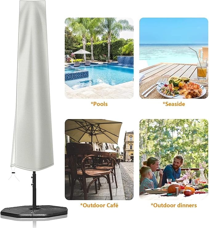 OKPOW Patio Umbrella Cover Waterproof: Fit 9ft to 12ft Outdoor Umbrellas | 420D Oxford with Long Zipper, Protect Umbrella from Sun, Rain, Snow & Dust, Helping Extend Outdoor Umbrella's Life