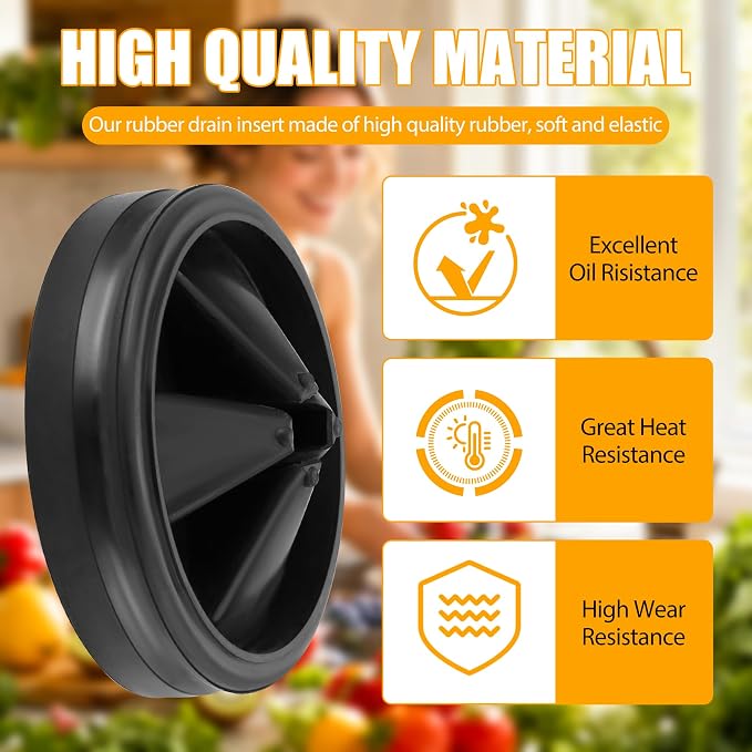 3 3/8" Garbage Disposal Splash Guard Replacement for InSinkErator Evolution | QCB-AM rubber Drain Insert, Sink Baffle, Garbage Disposer Accessories, Upgraded Removable Quiet Collar Drain Plugs, Black