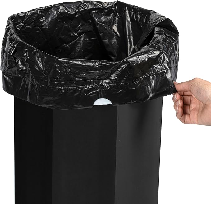happimess Fleur 25 Gal Trash Can Bin, Charcoal Black, Set of 2 | Event Recycling, Traditional Classic Disposable Corrugated Cardboard, 32" Height, 16" Width, 16" Depth
