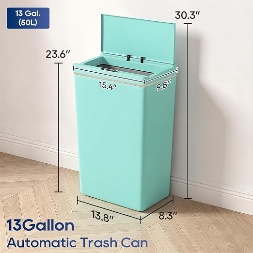 Dopinmin 13 Gallon Trash Can Automatic Trash Can Blue,4 Pack | Touchless Kitchen Garbage Bin with Lid, Smart Motion Sensor Garbage Cans 13 Gallon, 50L Wastebasket for Bathroom Bedroom