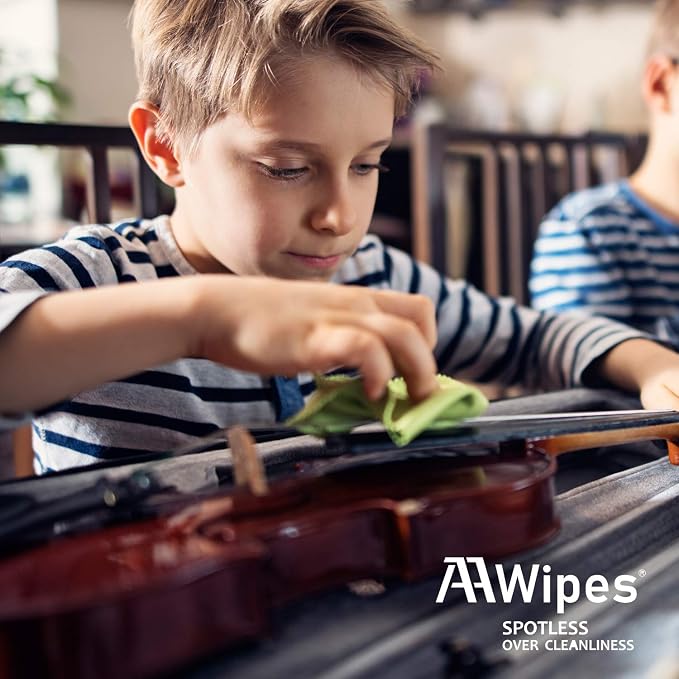AAwipes Guitar Cloths Microfiber Green 3pcs 12"x12" Plush Polishing Cloths | For Musical Instruments Premium Cleaning Cloths For Guitar Violin Clarinet Trumpet Sax Universal (U2931)