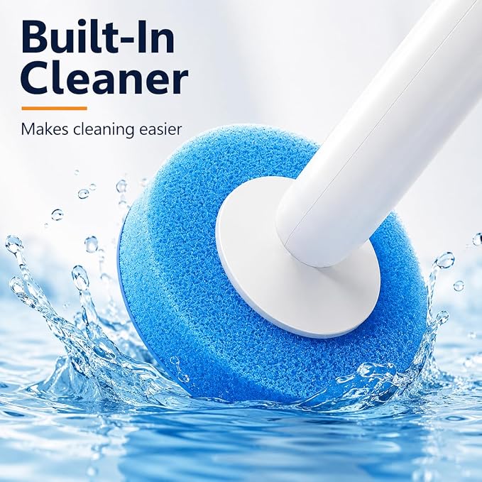 Disposable Toilet Brush with 48 Refills and Replaceable Scrubber Heads | Toilet Bowl Cleaner Wand and Wall-Mounted Holder, Space Saving Bathroom Cleaning System for Home, Apartment and RV