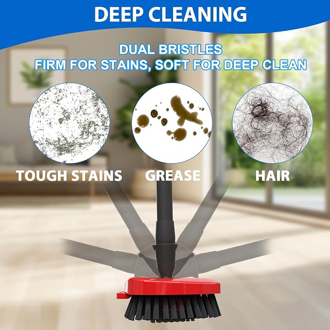 Spin Mop Replacement Scrub Brush Heads for O-Cedar RinseClean 2-Tank | Dual Bristles,Soft Inner for foam & Stiff Outer for Stubborn Stains,20°Angled for Corners,Deep Cleaning,Reusable & Durable