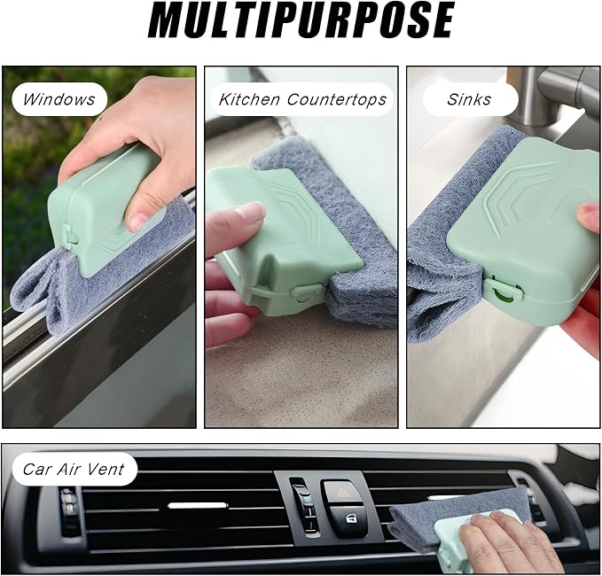 Magic Window Track Cleaner, Hand-held Cleaning Brush Tools Set for Window Slides Grooves, Sliding Door Track, Tile Grout Lines, Shutter Slats, Car Vents, Small Spaces Clean (3 Pieces)