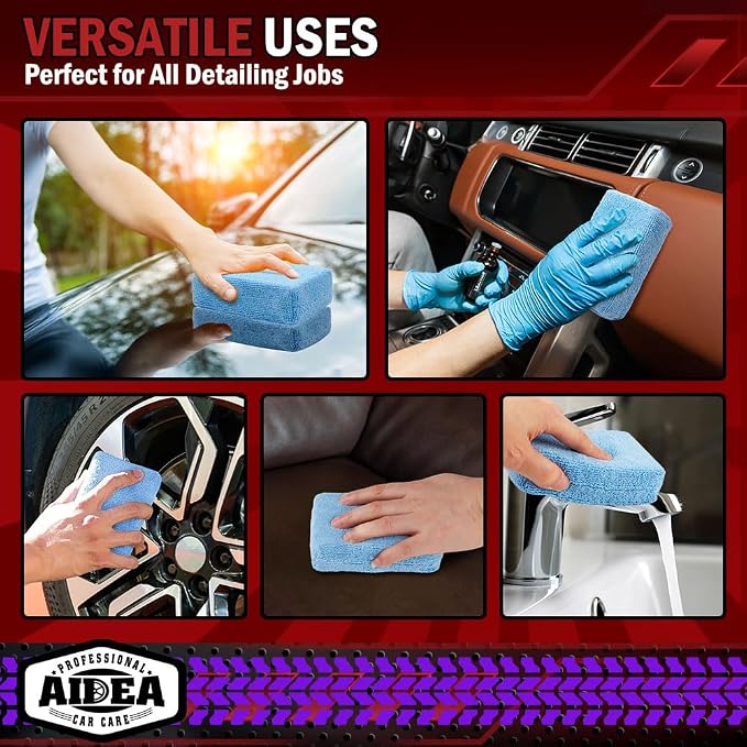 AIDEA Microfiber Applicator Pad-16 Pack, Car Wash Sponge, Blue
