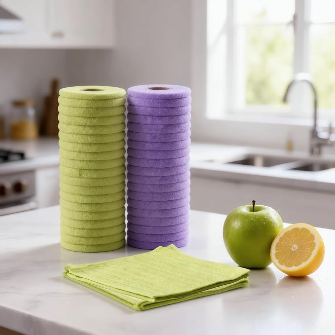 20PCS Cleaning Cloth, Reusable Wet & Dry Use Lint-Free Cleaning Rags 10"*10"(Purple)
