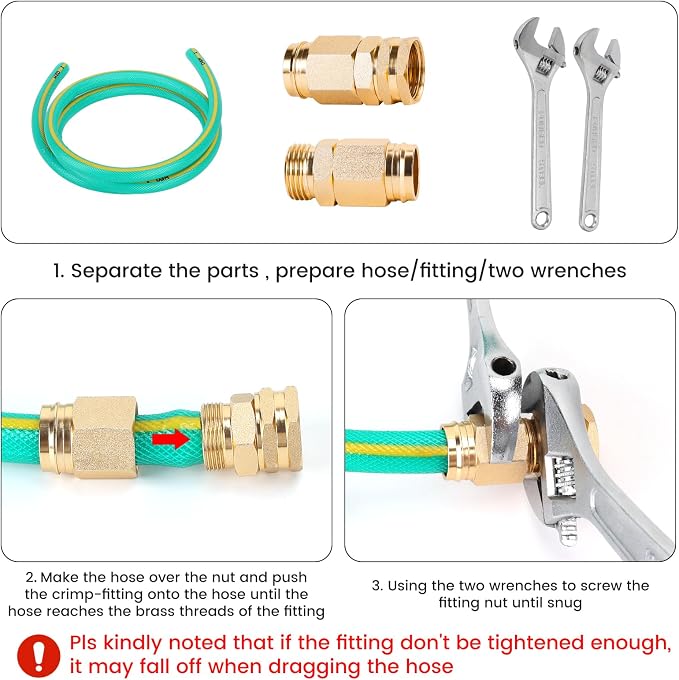 FINEST+ 2 Sets 5/8" Garden Hose Repair Connector Fitting,Aluminum Female and Male Water Hose End Repair Connector Fit 5/8 Inch Garden Hose
