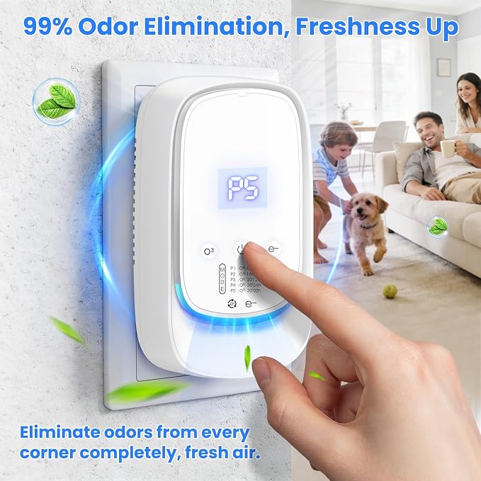 Odor Eliminator, Cat Litter Deodorizer Plug in Air Purifier for Strong Smell Pet Odor Reducer for Home Bathroom Cabinet and Garage