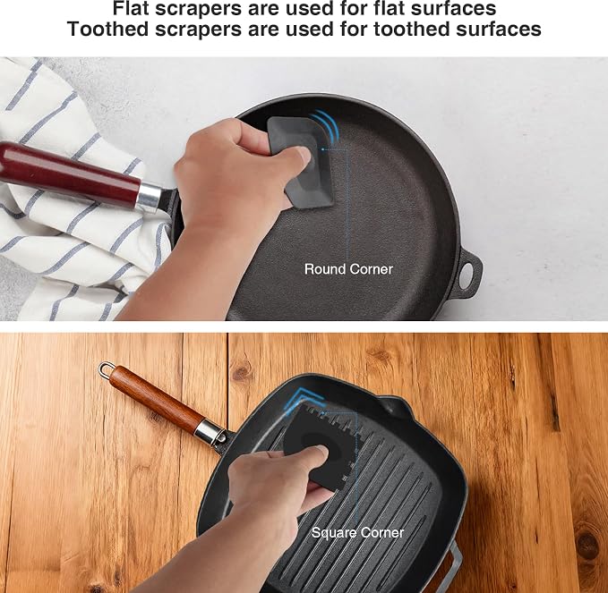 Scrubber for Cast Iron Pan, Pot Cleaner with 2 Scrapers,Chain Mail Cleaning Brush for Dishes, Pots, Pans, Griddles, Grills(Small Chain Mail,2pcs)