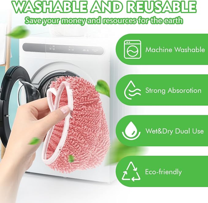 Reusable Microfiber Mop Pads Compatible with Swiffer Sweeper Mop | 4 Pack Dry Sweeping Cloths & Wet Mopping Cloths for Swiffer, Washable Wet Refill for Mopping Floors (Mop is not Included)