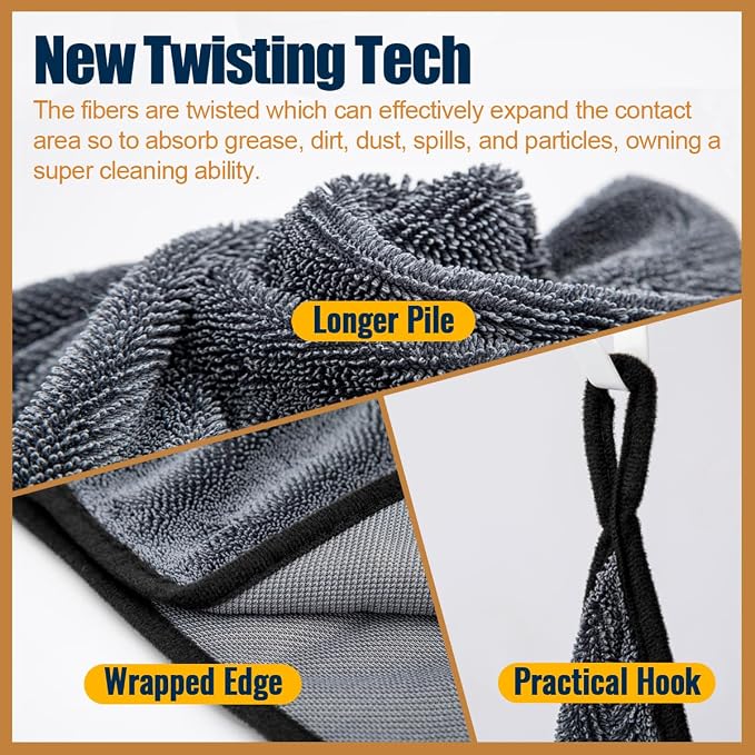 Airlab Microfiber Towels Cars Wash Drying Cleaning Cloth, Grey-Black | Thick Plush Auto Detailing Super Absorbent for Interior & Exterior Lint Free, Streak Free, 35 x 24 Inch, Pack of 1