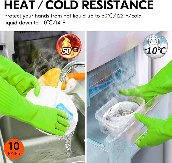 Vgo... Latex Reusable Cleaning Gloves,Long Sleeve Kitchen Gloves(RB2143) | 20cm long sleeve,extra thick,dishwashing,household,painting,gardening,pet care,car washing,bathroom,hair dyeing
