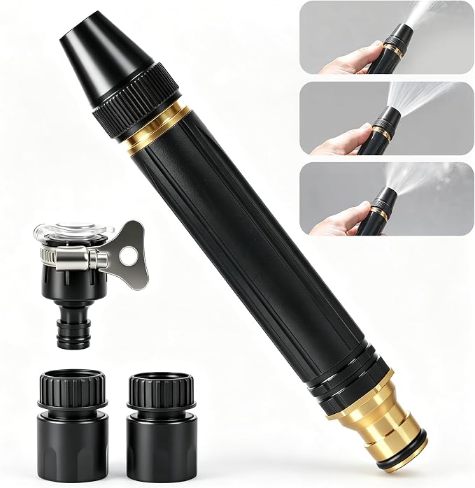 Heavy Duty Hose Nozzle, Adjustable water High Pressure Water Hose Nozzle | US Standard 3/4"with metal material leak-proof Garden Hose Sprayer, Car Wash, Lawn, Garden Watering, Patio Cleaning