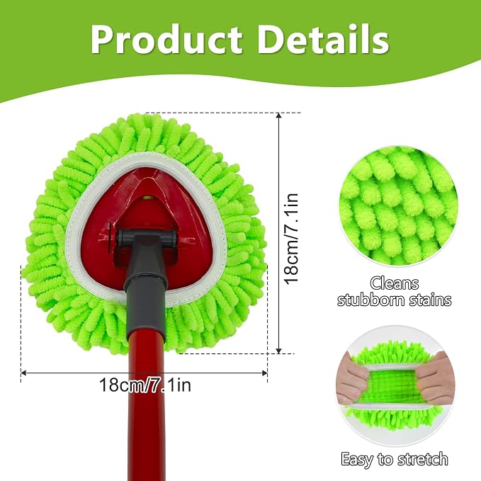 Mop Heads Replacements for O-Cedar RinseClean 2-Tank Spin Mop System | 6 Pack Chenille Duster Mop Replace Heads, Spin Mop Heads Dry/Wet Use for Hardwood Floor, Reusable and Washable, Green