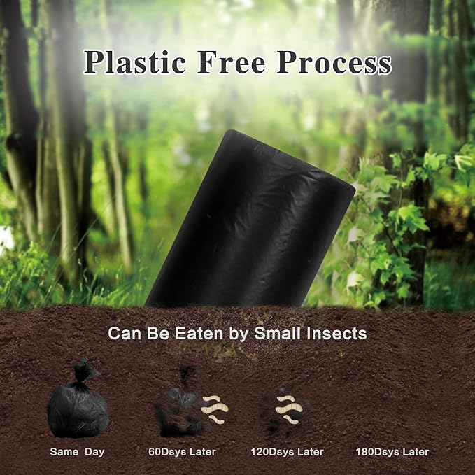 Toplive Trash Bag Garbage Bag Trash Bags Wastebasket Bin Liners for Home Bathroom Bedroom Kitchen Office Trash Can (Black, 8 Gallon)