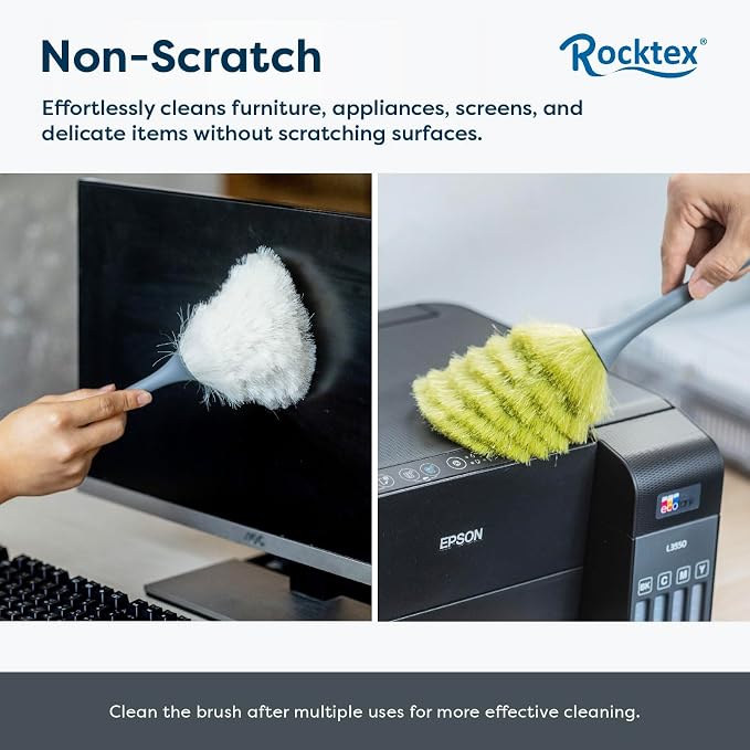 3 Pack Microfiber Delicate Duster & Detail Brush - Dual Ended Duster with Microfiber, Electrostatic and Washable Screen Static Cleaning Tool for Office, Car, Laptop, Screen, Keyboard, TV