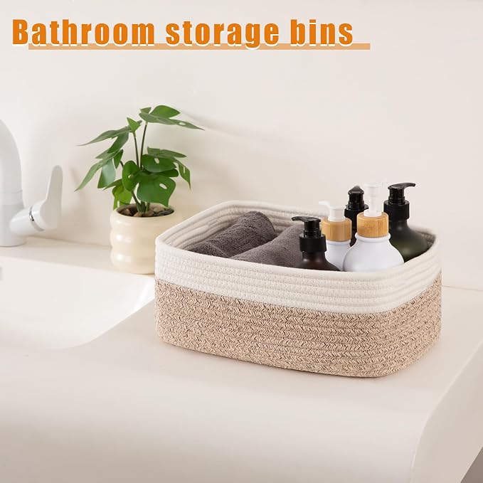 OIAHOMY 4 PACK 12L Storage Baskets for Organizing Storage Bins Brown | Small Bins for Shelves Small Storage Basket Shelf Baskets Organizer Baskets for Gifts Empty Cute Decorative Storage Bins