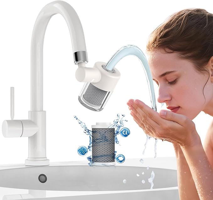 CECEFIN Sink Faucet Water Filters for Bathroom Kitchen, 99% Reduce Chlorine | NSF/ANSI/CAN 372 Standard,720 Swivel Faucet Mount Water Filtration System, 2-Mode Spray, Lasts 528 Gallons Tap Water Purifier