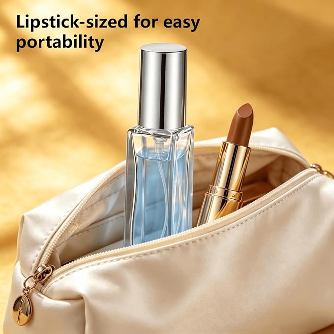 Perfume Travel Refillable, 6 Pcs 10 ml Glass Atomizers (Silver) | Leak-resistant fine mist spray, mini perfume bottle set with filling tools, portable for travel, gym, office and daily use