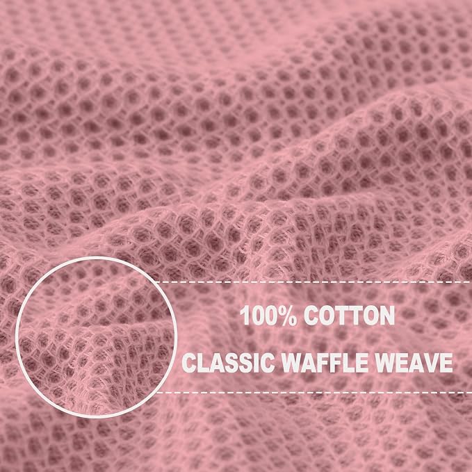 Homaxy 100% Cotton Waffle Weave Kitchen Dish Cloths 8-Pack, Dried Rose | 12 x 12 Inches, Ultra Soft Absorbent Dish Towels, Quick Drying Dish Rags with Hanging Loop