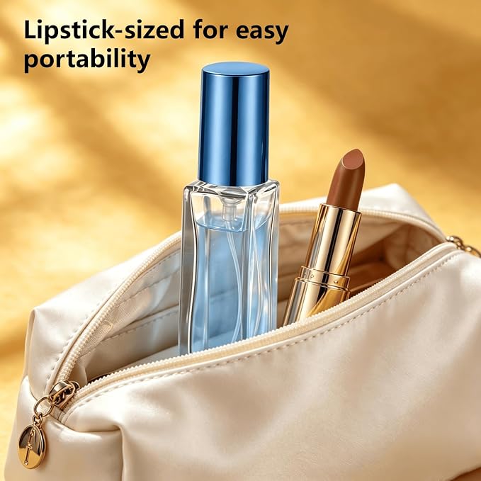 Perfume Travel Refillable, 6 Pcs 10 ml Glass Atomizers (Blue) | Leak-resistant fine mist spray, mini perfume bottle set with filling tools, portable for travel, gym, office and daily use