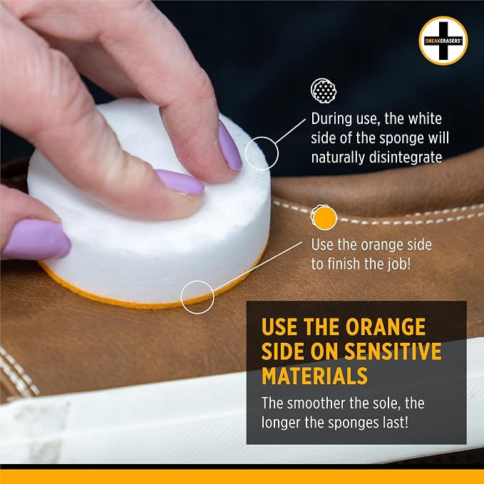 SneakERASERS Instant Shoe Cleaner Pre-Moistened Sponge, 14 Pack | Effective for White Sneakers, Tennis Shoes, Portable Shoe Cleaning Kit, Instant Sneaker Cleaner