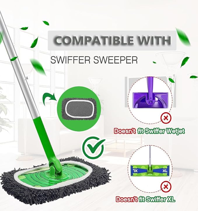 6pcs Reusable Microfiber Mop Pads for Swiffer Sweeper(Mop not Include) | Washable Refills Pads for Wet & Dry Sweeping Cloths Mop Head Replacement for Household Cleaning