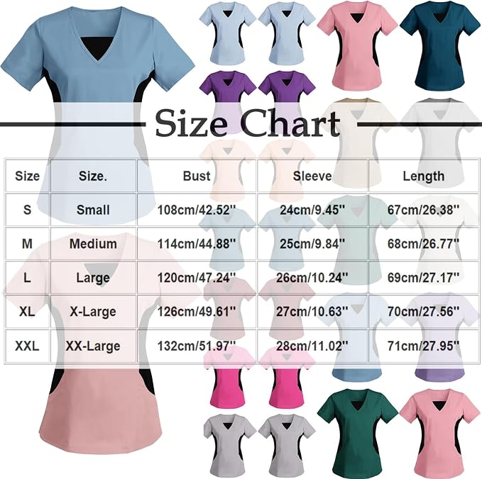 Women's Scrub Top V-Neck Tops, Moisture Wicking and Stretch Breathable Housekeeping Uniforms, Medical Nurse Shirt