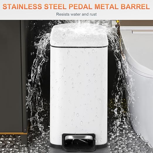 1.3 Gallon Small Kitchen Trash Can, Stainless Steel, Removable Plastic Inner Bucket, Foot Pedal, for Bathroom,(2 Set)