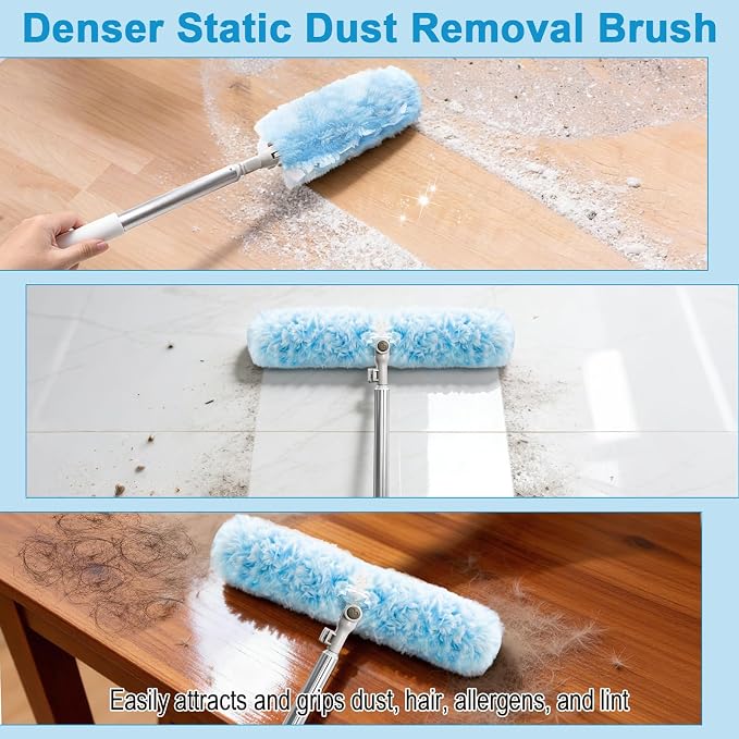 6 ft Extendable Duster Handle with 20 Refills | Duster with Extension Pole, Disposable Microfiber Dusting Pads for Home Cleaning,High Ceiling, Window, Hard-to-Reach Areas