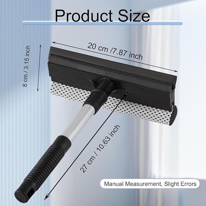 ZYNQACC 2 Pack Squeegee for Car Window Cleaning and Windshield Washing,2 in 1 Car Windshield Squeegee Window Washing Sponge Scrubber,Window Cleaning Squeegee kit for Glass,Shower Floor